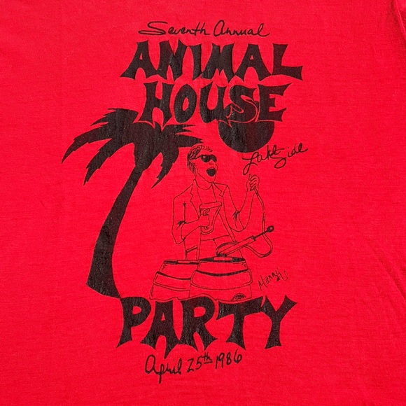 *RARE* Vintage 80s  Animal House Party 1986 red crewneck tshirt. Small. - Picture 2 of 5